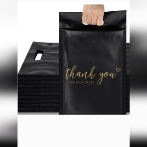 10ct Black Thank You Poly Mailers With Handle 12x15.5